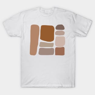 Boho Abstract Shape Warm Toned  minimalist Print T-Shirt